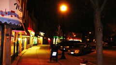 Night time in the Conti Parkway Circle. Elmwood Park Illinois. Early April 2010.