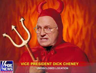 dick cheney hunting. Satire: Dick Cheney as devil