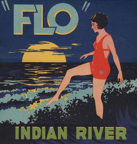 Flo Indian River fruit crate label by Faustopia