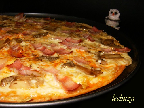 Pizza bacon y champis-detalle.
