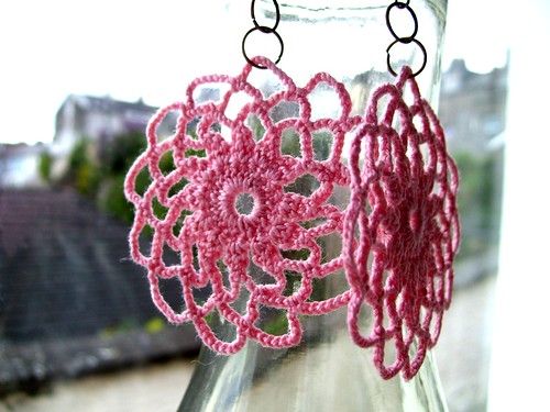 crocheted doily earrings