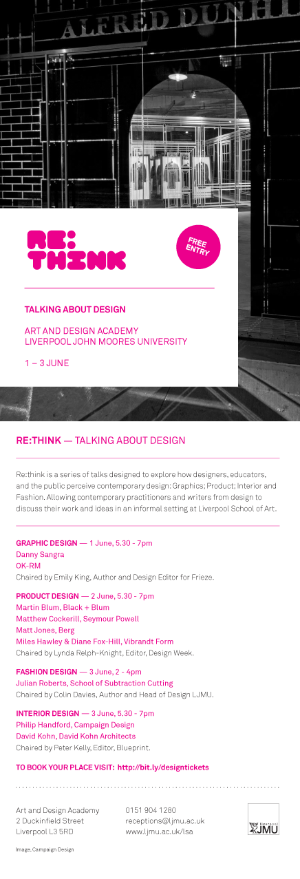 Re:Think event at LJMU Design Faculty, Liverpool, June 2nd 2010