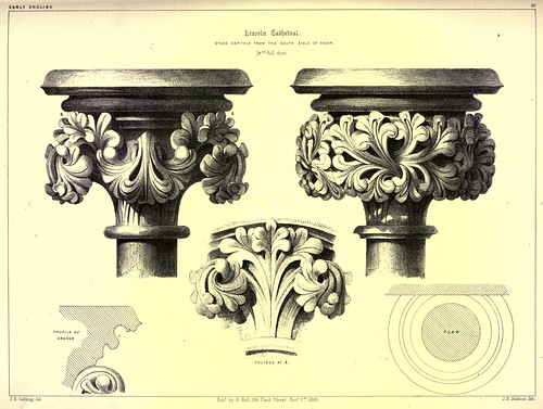 005- Catedral de Lincoln- capiteles de piedra de la nave sur del coro-Gothic ornaments.. 1848-50-)- Kellaway Colling.