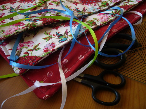 wip - more knitting needle rolls.