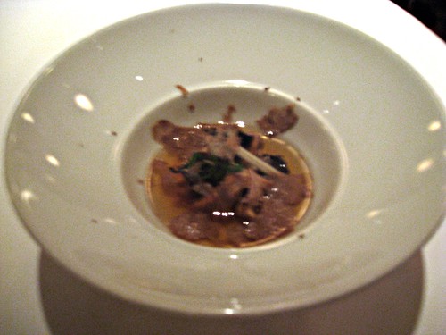 Manresa - Los Gatos, CA - November 20, 2010 - Mushroom Broth and Black Tea, Dried Tuna and Truffles
