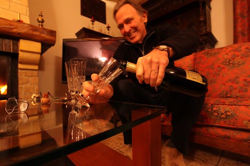 Jeffrey pouring a fine champagne...When in Rome...