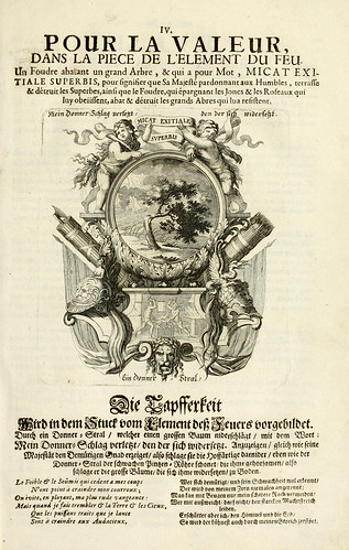 005- Divisa del tapiz el fuego para el valor-Tapisseries du roy, ou sont representez les quatre elemens 1690- Sebastien Le Clerc