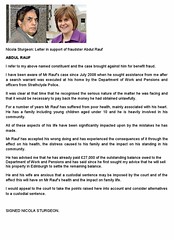 Nicola Sturgeon letter supporting Abdul Rauf