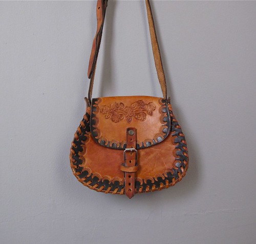 vintage tooled leather bag