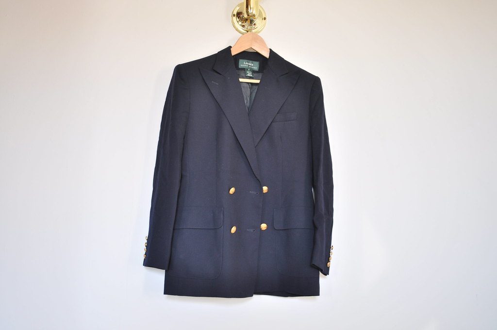 vintage double breasted navy blazer