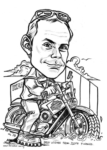 Caricature for Inter-Ikea - guy on Harley Davidson