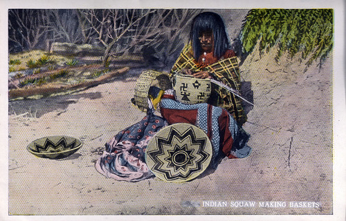 Indian Squaw Making Baskets