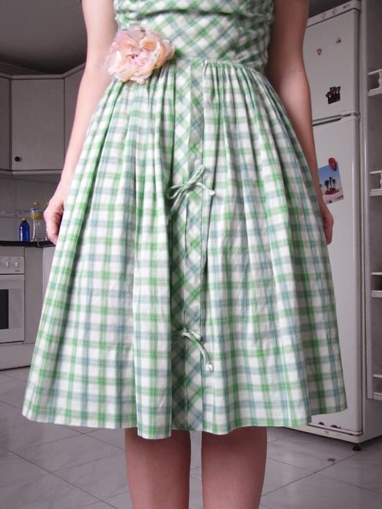 Green checkered dress 2