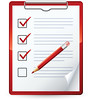 Clipart Illustration of a Red Pencil Marking Of Items On A Check List On A Clipboard by tomas_fitnesscoach