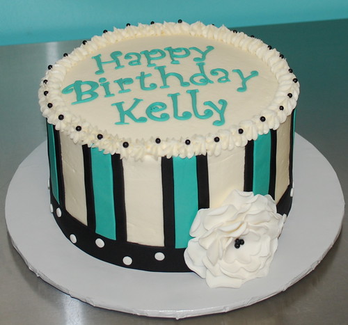 Teal Black Birthday Cake