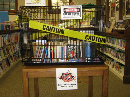 Large cage display for 2009 Banned Books Week