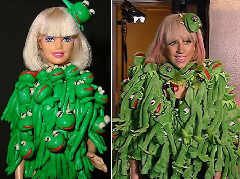 Lady Gaga Kermit Coat. lady-gaga-barbie-doll-kermit-