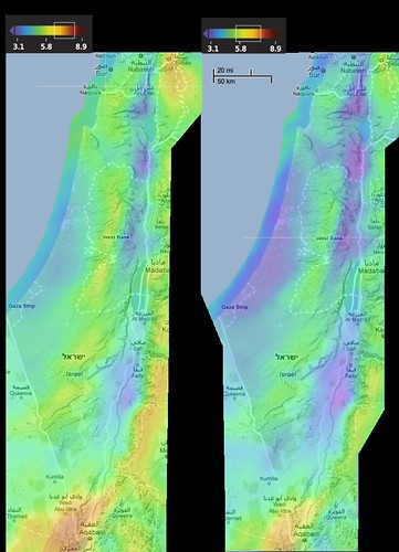 מפת ישראל, פוטנציאל רוח מוערך לפי אתר 3tier