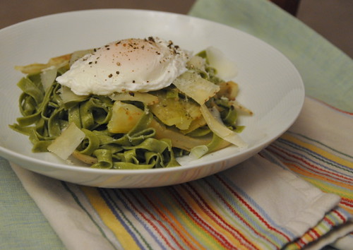 Caramalized Fennel Fettuce with a Poached Egg