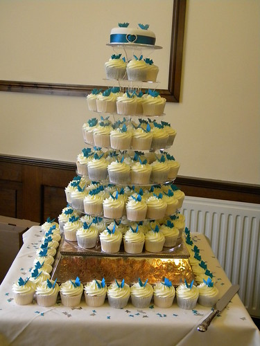 Teal Butterfly Theme Wedding Cupcakes And a closeup