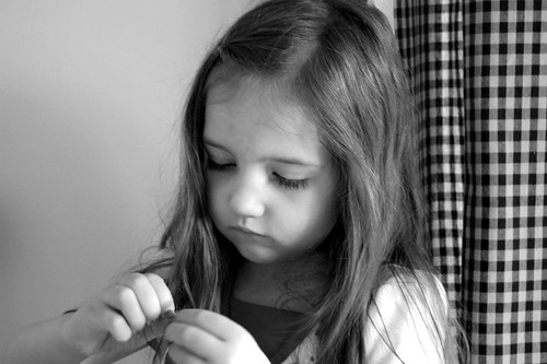 A Girl Concentrating