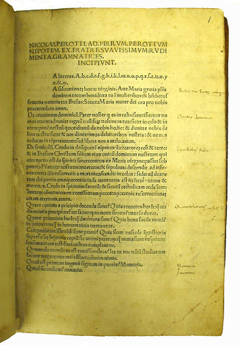 First page of Perottus, Nicolaus: Rudimenta grammatices