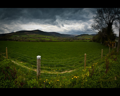 Irish meadow with mountain
