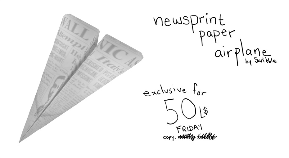 Newsprint paper airplane (Exclusive)