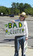 Protest against oil company BP and their still...