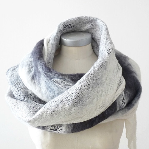 felted knitted blue scarf