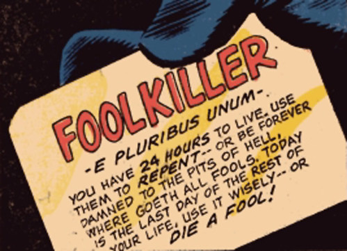 Foolkiller One's mash note, first seen in Man-Thing #3.