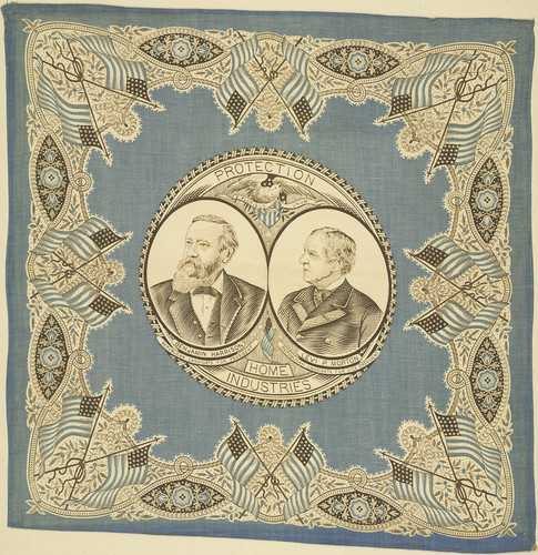 Benjamin Harrison-Morton "Protection Home Industries" Portrait Handkerchief, ca. 1888