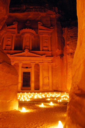 the treasury by candlelight, petra