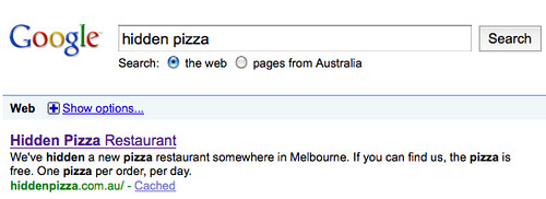 Hidden Pizza Restaurant on Google