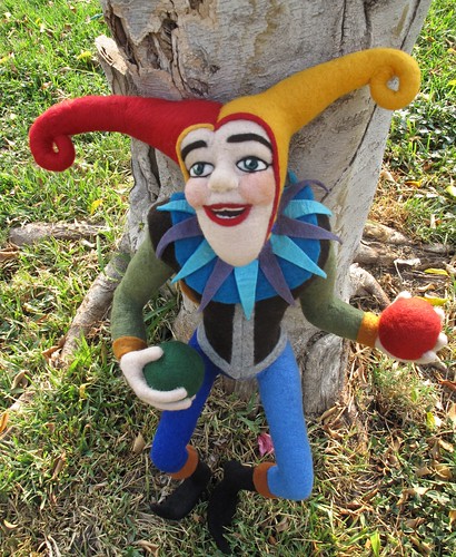 Needle Felted Jester, 27" by YaxchiArt