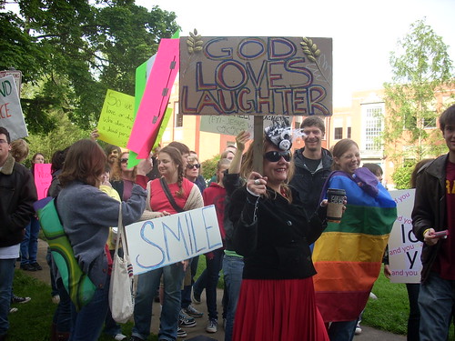 Westboro Baptist counter-protesters at Portland's Grant High School
