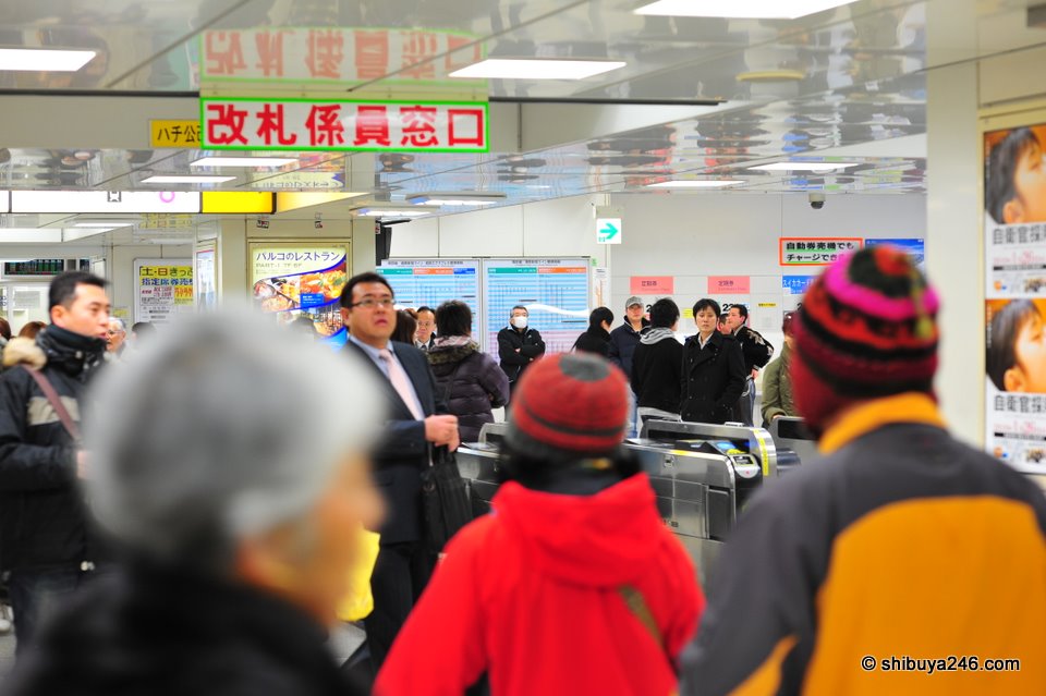 Many people hear the announcement that the trains are stopped and decide either to leave the station or not bother coming in. Normally the station runs so smoothly, but when the trains stop, everyone wants to ask questions and get directions. It can become a very busy place in no time.