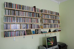 Music CDs nicely filed on the wall