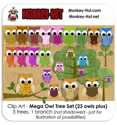 free clip art owl. Clip Art Owl Tree Mega Set