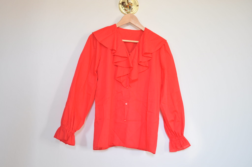 vintage red ruffle top