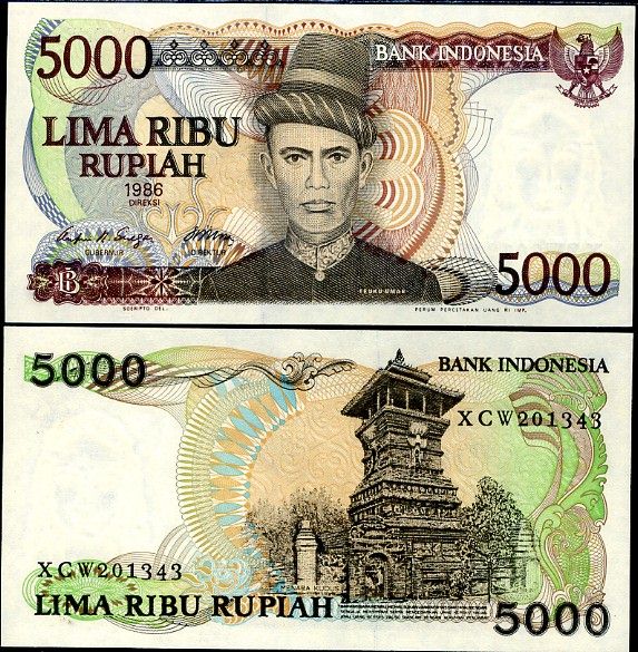 5000 Rupií Indonézia 1986