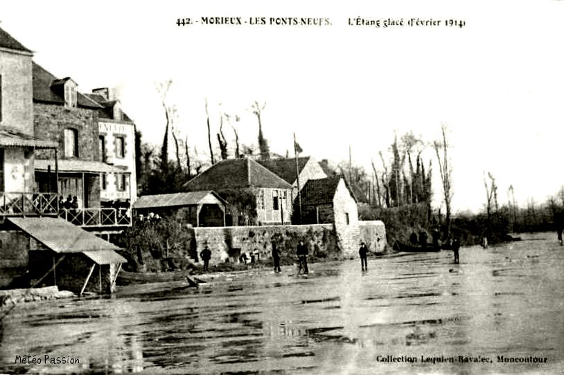 étang gelé à Morieux en Bretagne Nord début février 1914