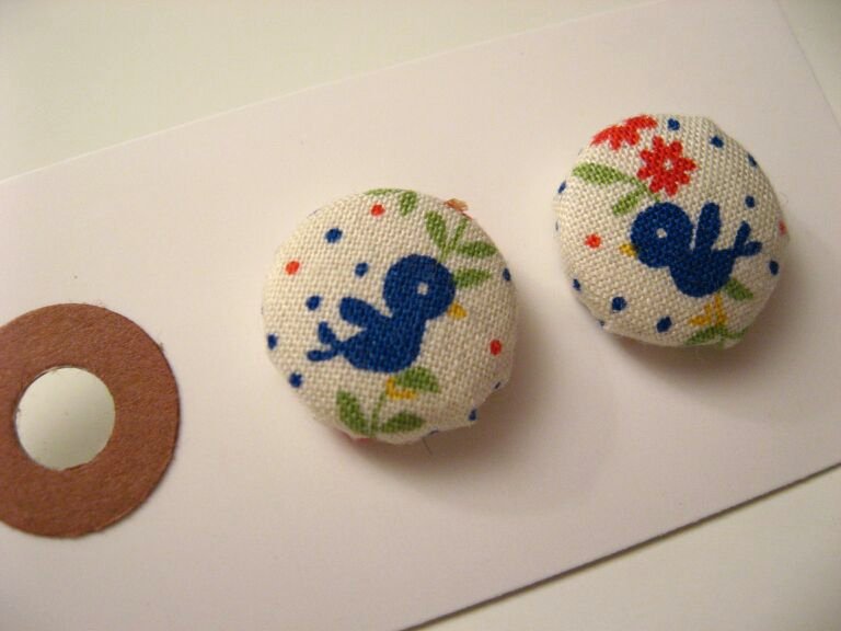 fabric covered stud earrings