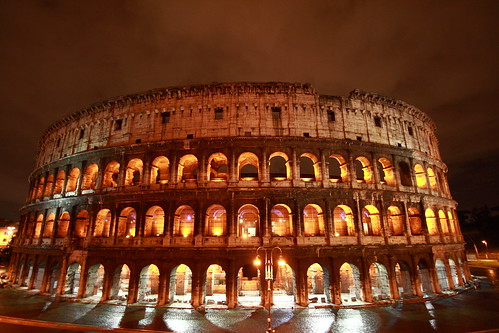 Rome colosseum lit at night by Bracie&Bryan.