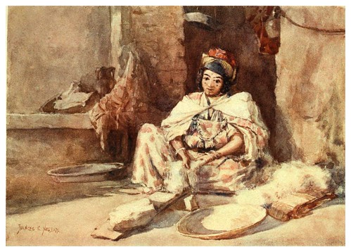 009-Cardando la lana-Algeria and Tunis (1906)-Frances E. Nesbitt