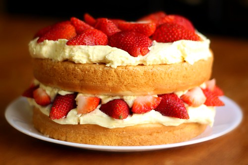 Strawberry Bavarian Cream Cake