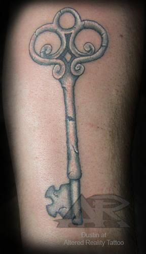 skeleton key tattoo by Dustin Cameron at Altered Reality Tattoo