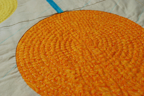 detail of the spiral quilting