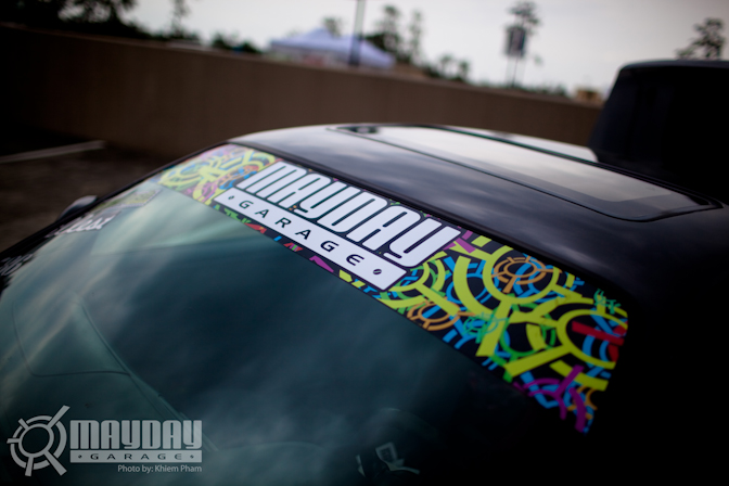 Mikeys Kouki 240sx sporting our prototype windshield banner.