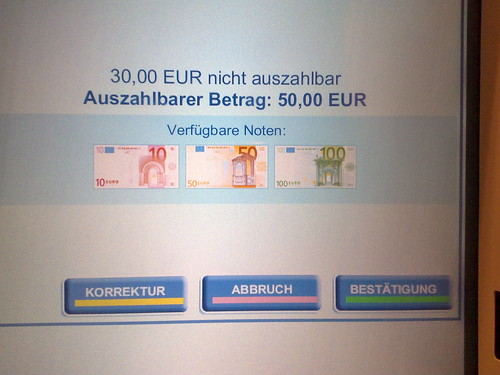 Bankomat-Fehlermeldung